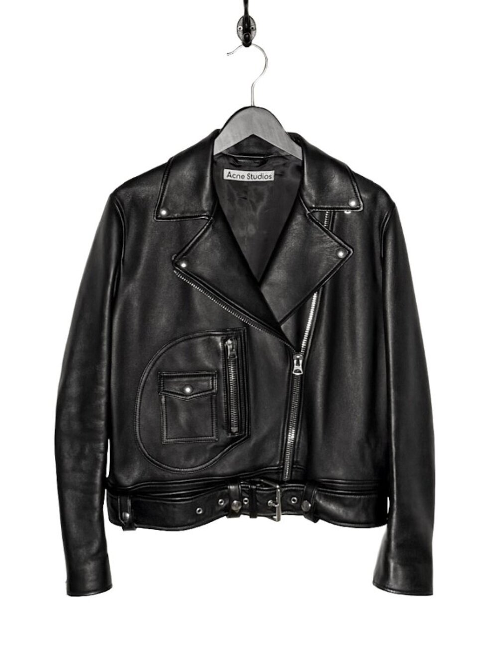 Acne Studios Black Lambskin New Merlyn Leather Biker Jacket